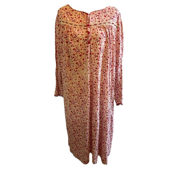 VTG Sears Fundamentals Granny Night Gown Cottagecore Prairie Pjs Pink Flowers M - Picture 1 of 11